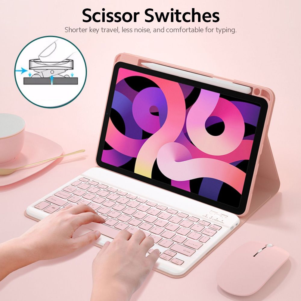 Detachable Backlit BT Keyboard Case+Mouse Pen Slot Heat