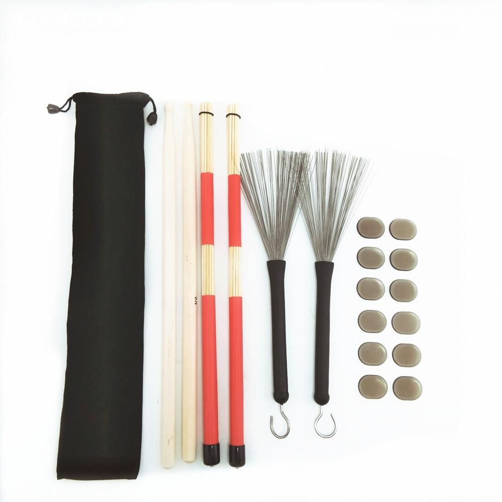Manufacturers wholesale shelf drum wire brush drum brush drum stick 5A drum stick 19 bundles of drum stick velvet bag set mute pad M02763 coffee