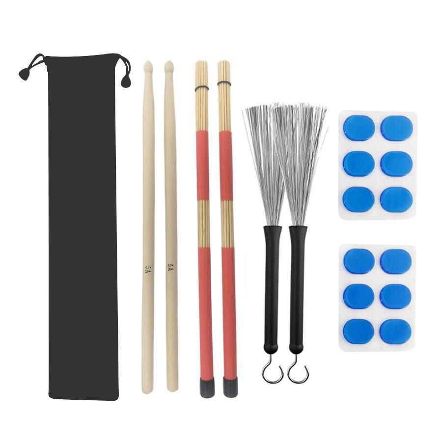 Manufacturers wholesale shelf drum wire brush drum brush drum stick 5A drum stick 19 bundles of drum stick velvet bag set mute pad M02763 coffee