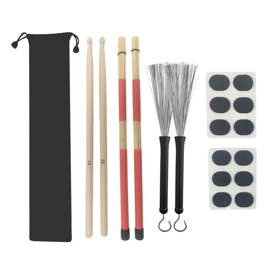 Manufacturers wholesale shelf drum wire brush drum brush drum stick 5A drum stick 19 bundles of drum stick velvet bag set mute pad M02763 coffee