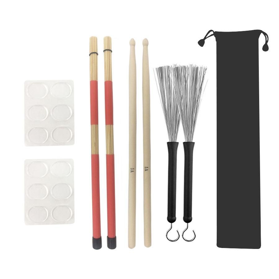 Manufacturers wholesale shelf drum wire brush drum brush drum stick 5A drum stick 19 bundles of drum stick velvet bag set mute pad M02763 coffee