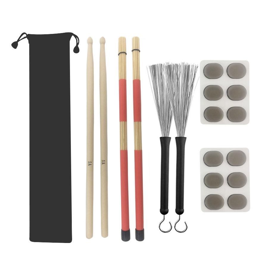 Manufacturers wholesale shelf drum wire brush drum brush drum stick 5A drum stick 19 bundles of drum stick velvet bag set mute pad M02763 coffee