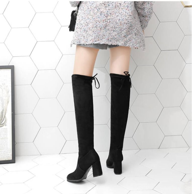 Women's Over The Knee Thigh High Low Block Heel Boots