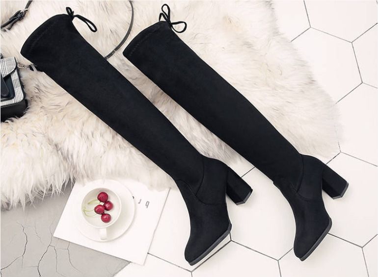 Women's Over The Knee Thigh High Low Block Heel Boots