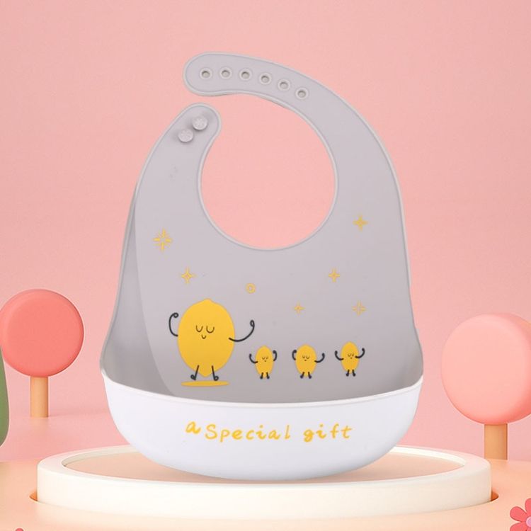 Baby Waterproof Silicone Bib, Pattern:  Lemon Singer