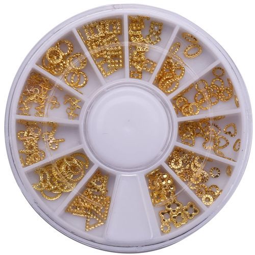 3D Hollow Nail Art Decoration Mixed Shapes Geometry Golden