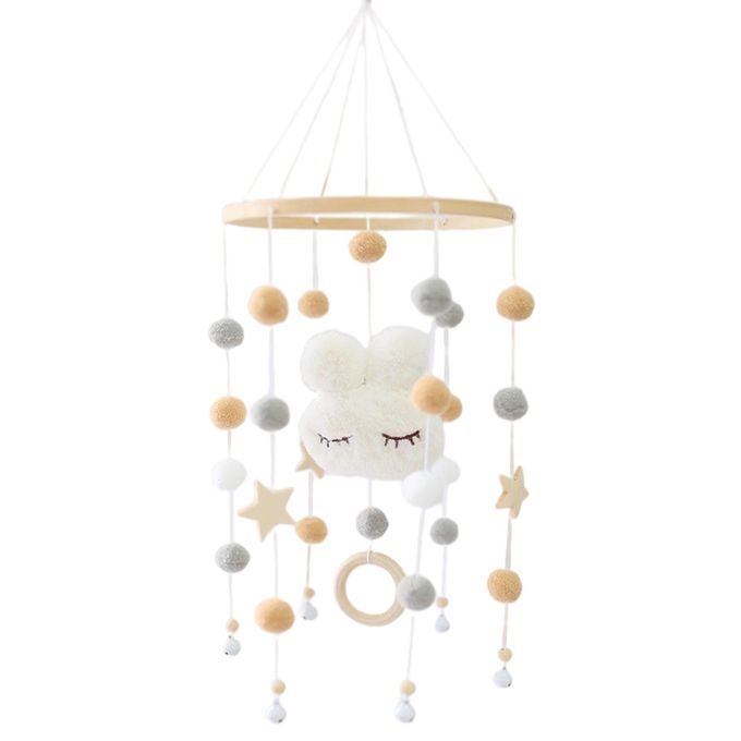 Baby Mobile Rattle With Rabbit For Bedroom Nursery Baby Mobile White