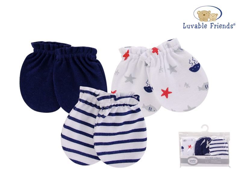 3 Pairs Baby Boy Scratch Mittens