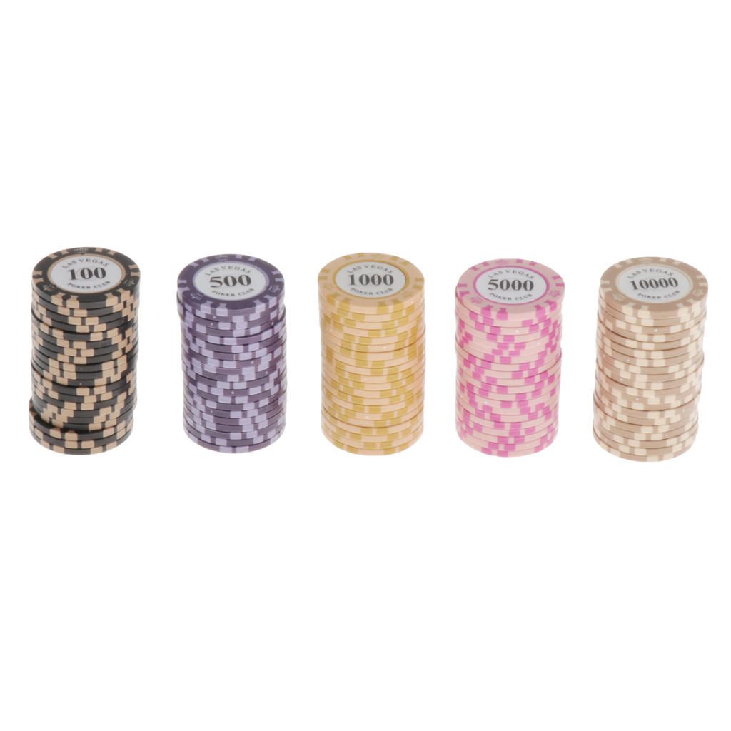 Pack Of 100 Las Vegas Striped Poker Chips Set Casino Game Token