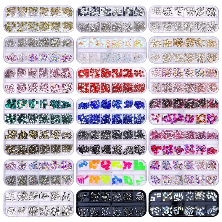 12 Grid Flat Bottom Nail Rhinestones, Specification: 14
