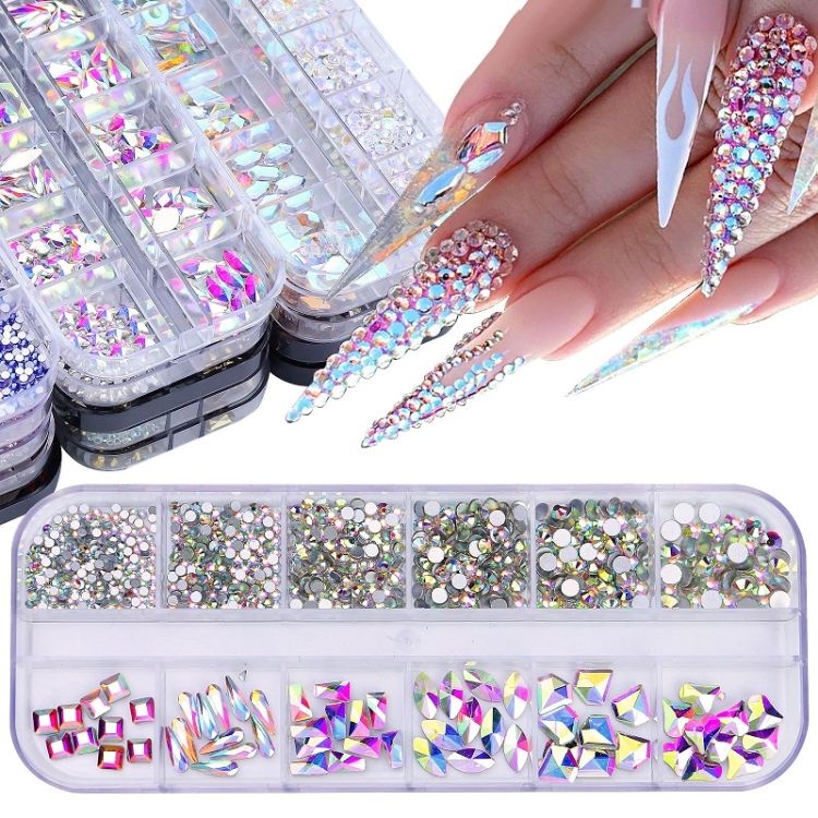 12 Grid Flat Bottom Nail Rhinestones, Specification: 14