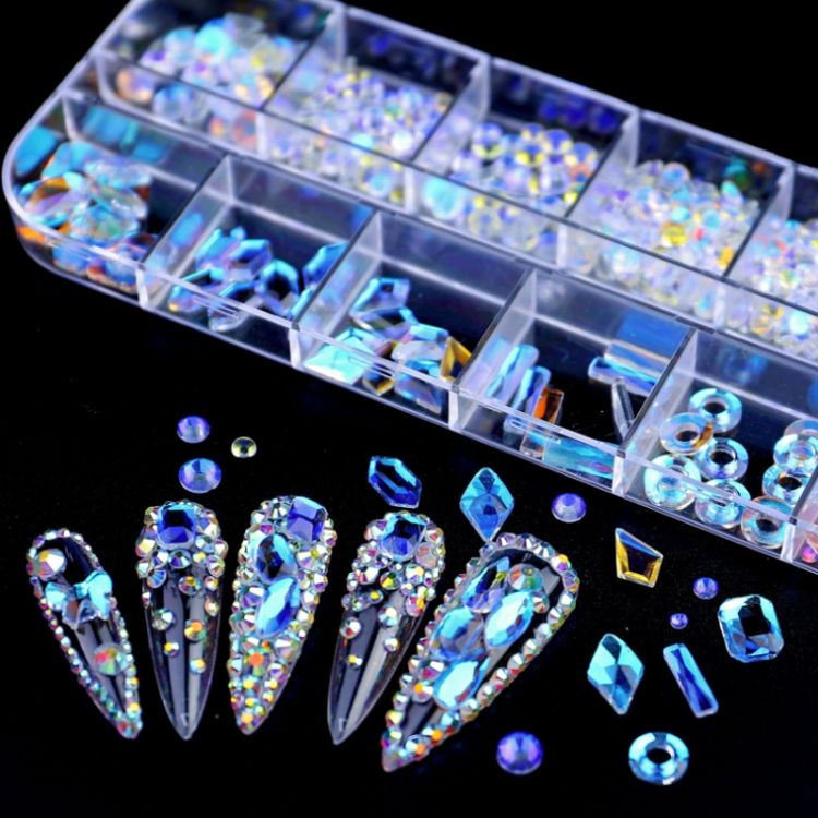 12 Grid Flat Bottom Nail Rhinestones, Specification: 14