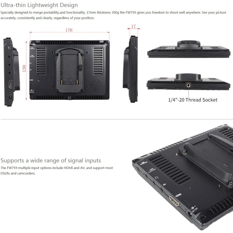 7 Inch IPS Screen Ultra-thin HD Camera Field Monitor