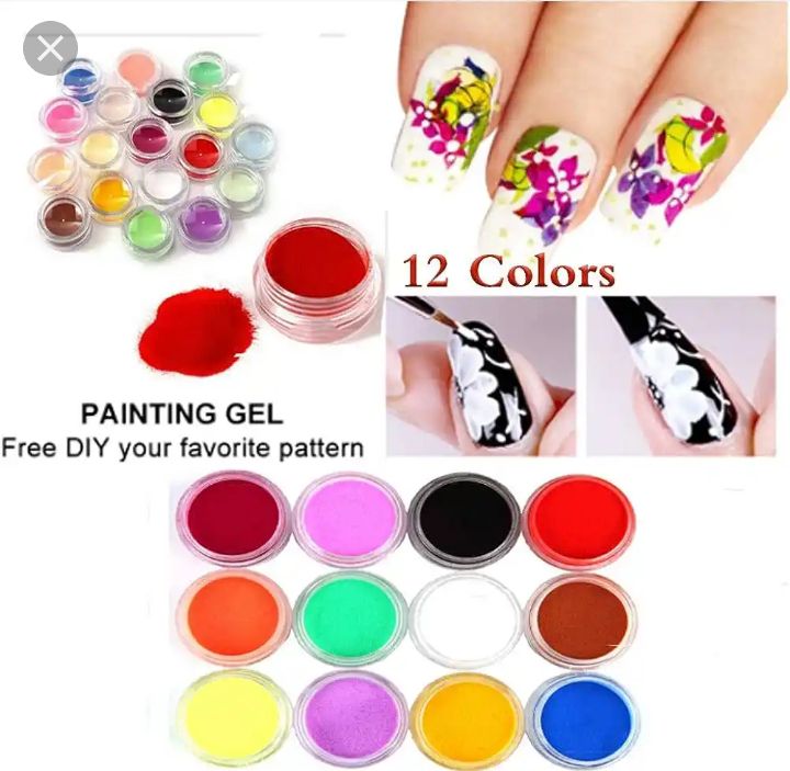 12 Colors Acrylic Nail Art Carving Powder Nail Decoration.