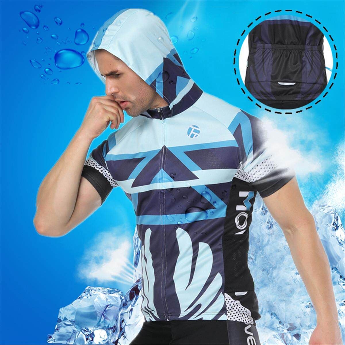 Men's Cycling Clothing MTB Bike Short Sleeve Bicycle Jersey Racing Clothing Sports Wear Light Blue XL