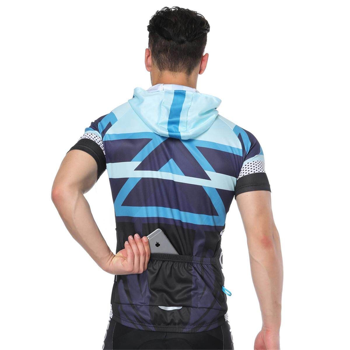 Men's Cycling Clothing MTB Bike Short Sleeve Bicycle Jersey Racing Clothing Sports Wear Light Blue XL