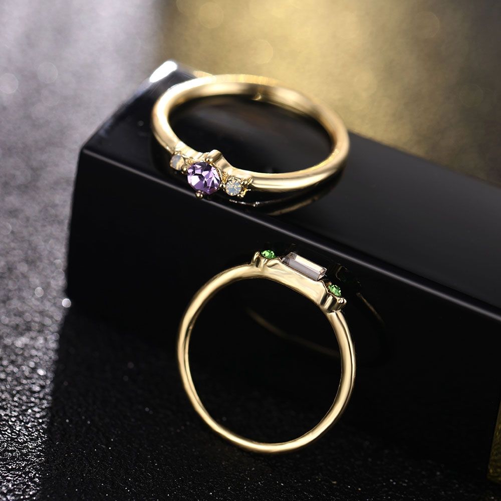 4 PCS Women Vintage Bohemian Crystal Zircon Ring Set, Ring Size:7