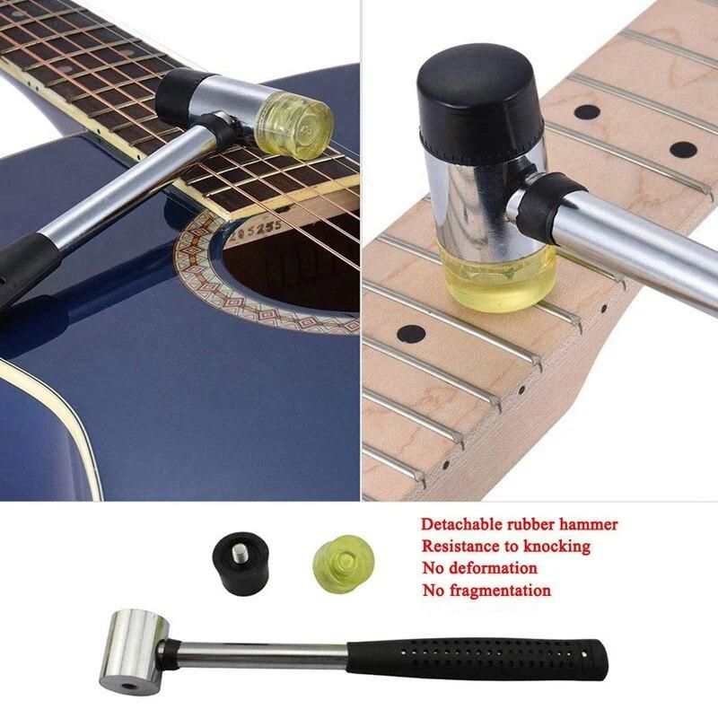 XSXS--Guitar Luthier Tool Kit Include Fret Rubber Hammer, Guitar Fret Crowning File, Fret Rocker Leveling, 2 Pcs Fingerboard Gua