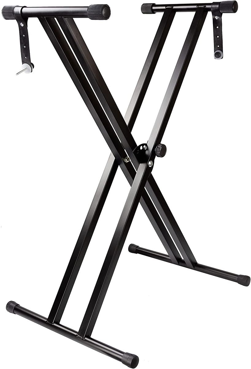 Heavy Duty Double X Adjustable Keyboard Stand With Locking Straps