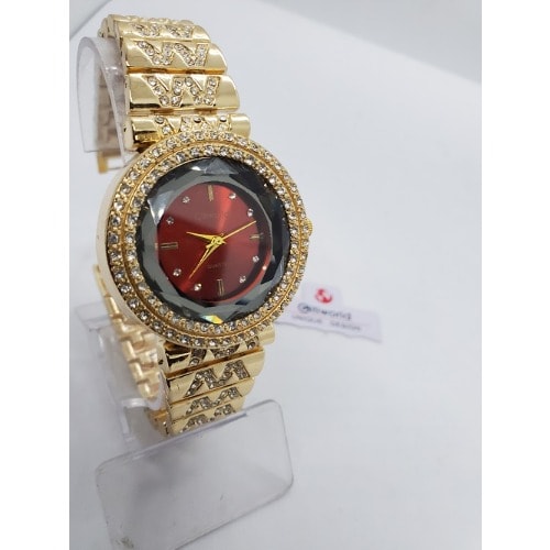 Unisex Bold Glitter Wristwatch - Gold