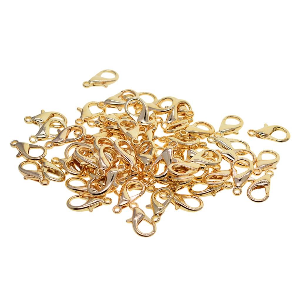 50Pc 18mm Curved Lobster Claw Clasp Keychain Rings Finding DIY Golden