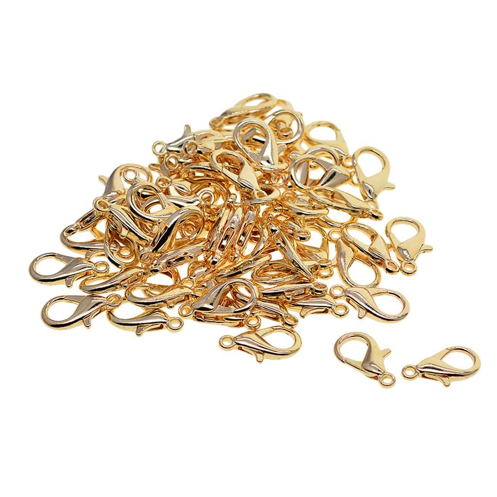 50Pc 18mm Curved Lobster Claw Clasp Keychain Rings Finding DIY Golden