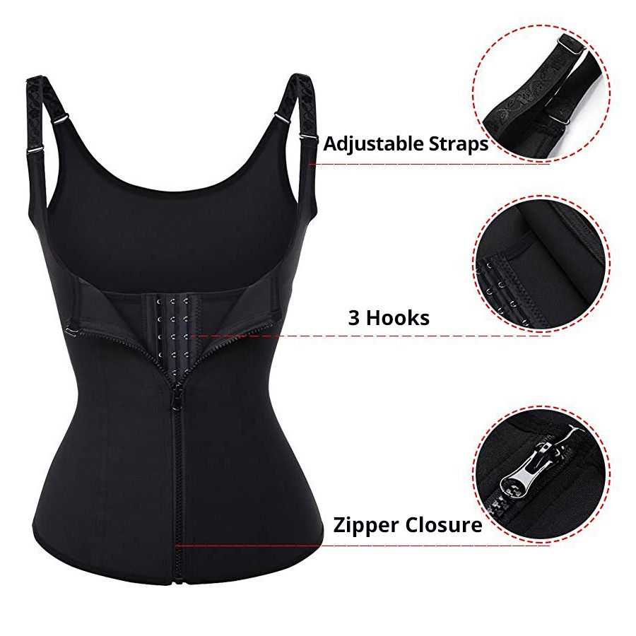 Women Waist Trainer Push Up Vest Tummy Belly Girdle Body Shaper Waist Cincher Corset Zipper Vest Pl