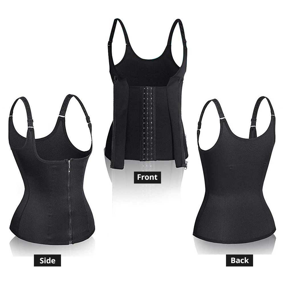 Women Waist Trainer Push Up Vest Tummy Belly Girdle Body Shaper Waist Cincher Corset Zipper Vest Pl