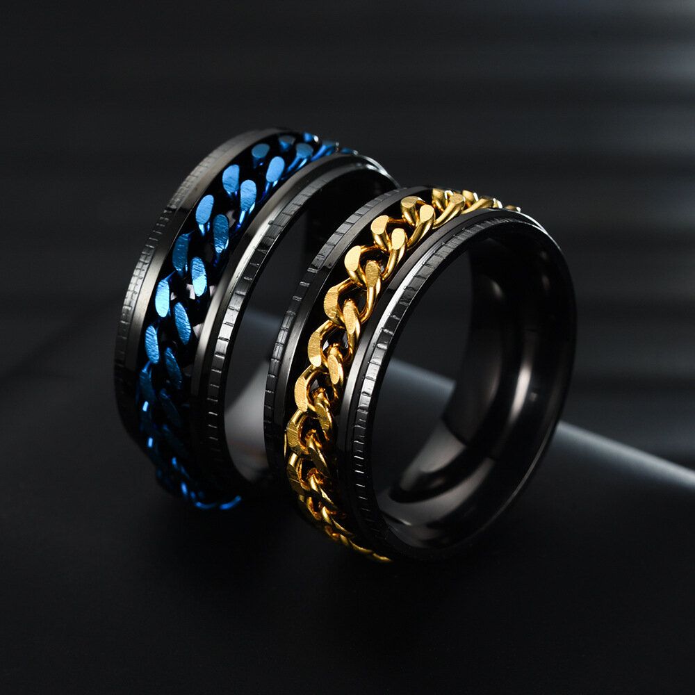 1 PC Stainless Steel Chain Rotating Fashion Simple Ring