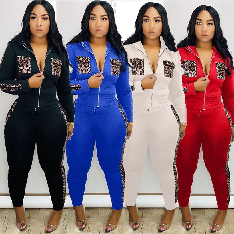 (Red)Spring Autumn Two Piece Set Women Tracksuit Zipper Hoodies Tops And Camouflag Pants Set Fashion Patchwork Two Piece Outfits GRE
