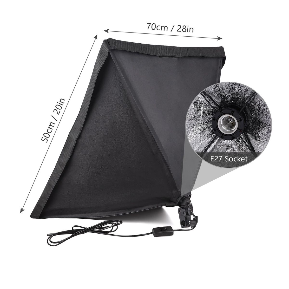 50*70cm Studio Photography Softbox with E27 Socket Carry Bag for Live Streaming Portrait Product Photo Video