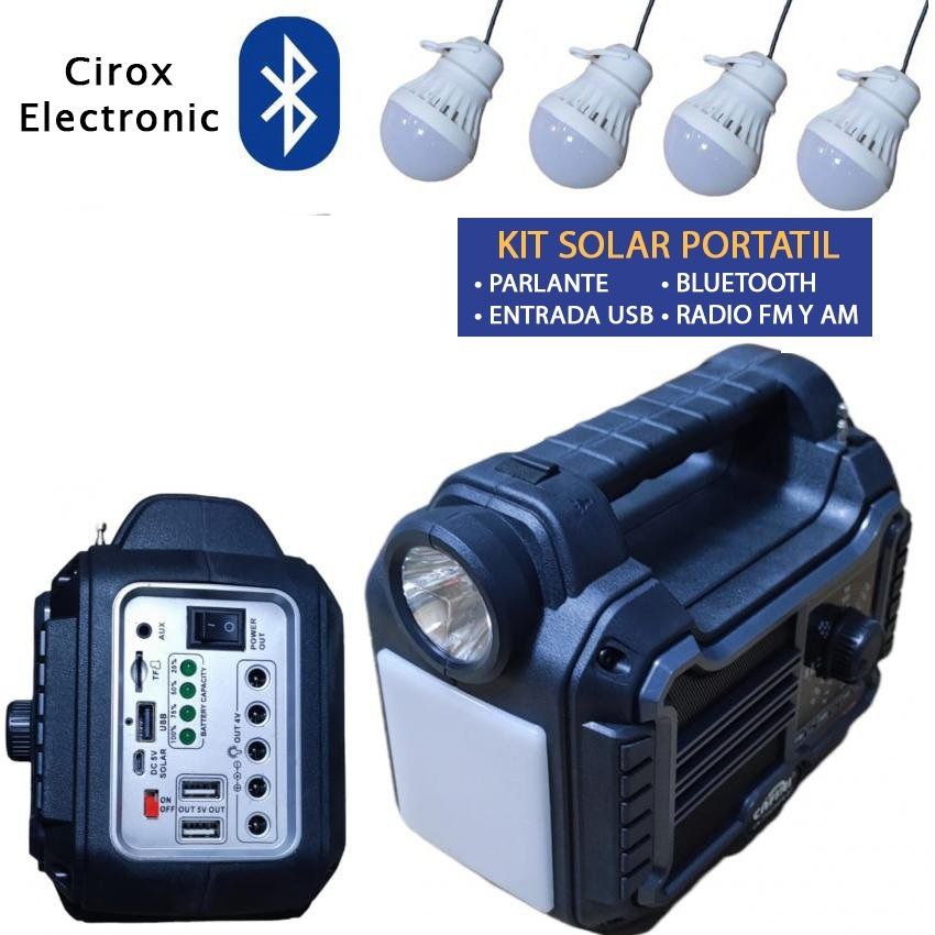 STRONG SOLAR ENERGY KIT/BLUETOOHT PORTABLE SPEAKER WITH 4 BULBS AND FREE USB FAN (30,000 MAH)