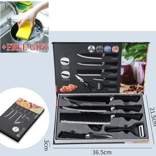 6Pcs Kitchen Set Wavy Pattern Stainless Steel + Free Gift