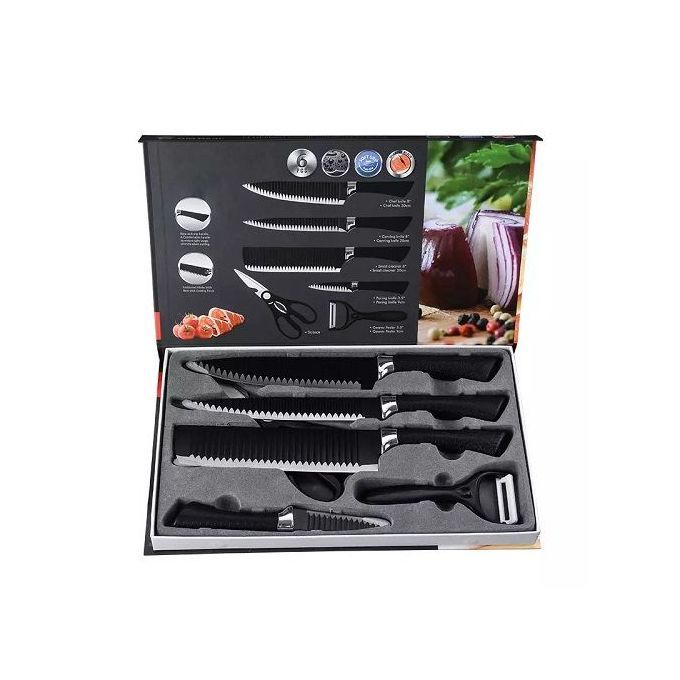 6Pcs Kitchen Set Wavy Pattern Stainless Steel + Free Gift