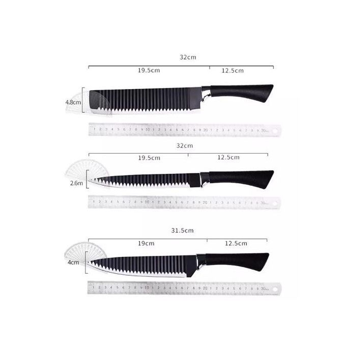 6Pcs Kitchen Set Wavy Pattern Stainless Steel + Free Gift