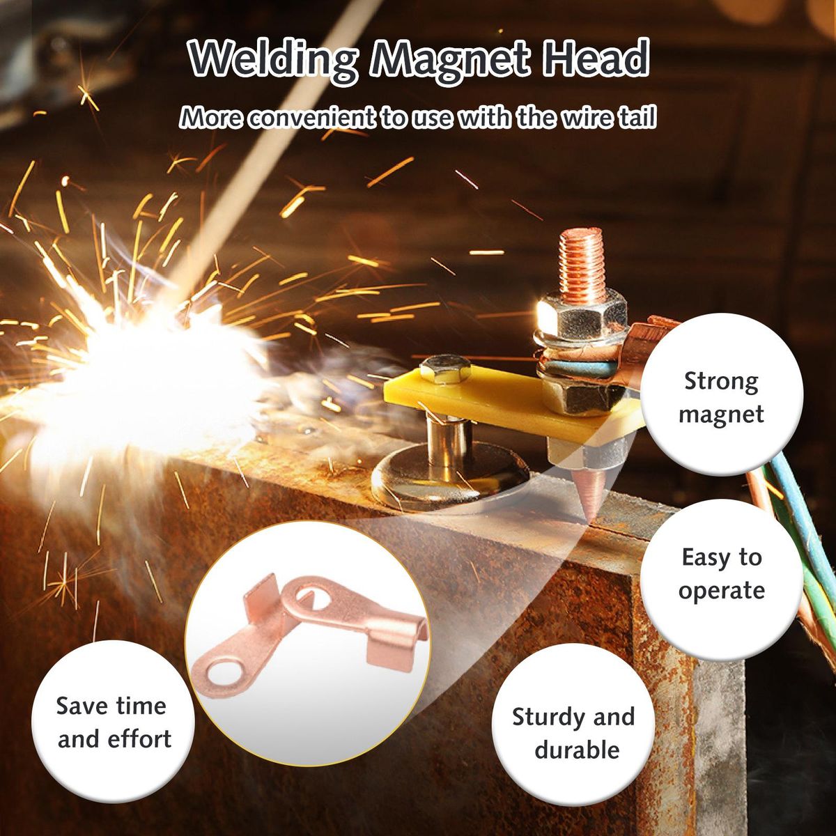 Welding Magnet Head Spotter Connector Auto Bodywork Spotter Tools Welding Machine Ground Connector Car Dent Repair Spare Parts Stud Welding Holder Tools