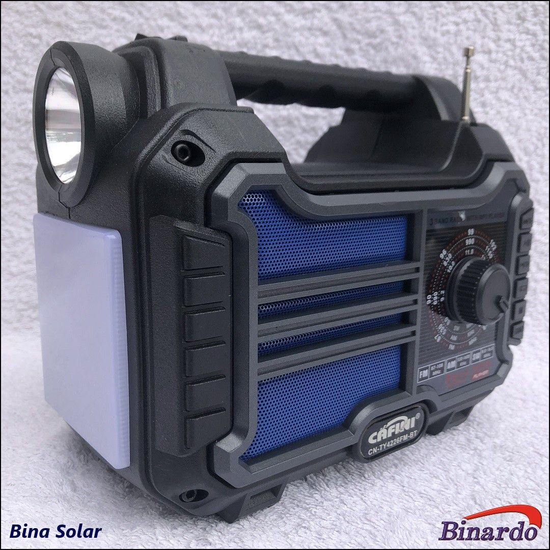 CN-TY4226FM-BT Solar Energy Lighting System Kit 4 Bulbs FM Bluetooth - Blue/Black