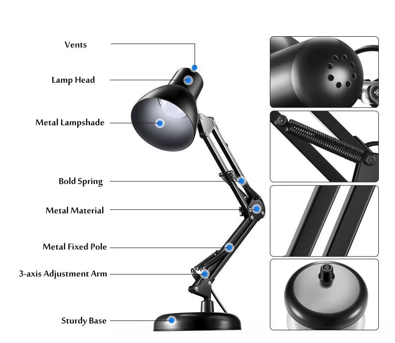 Adjustable Arm Desk Lamps/Reading Lamp For Bedroom,Study,Home,Office