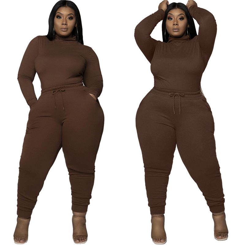 Winter Two Piece Outfits For Women Turtleneck Long Sleeve Top And Pants Sets