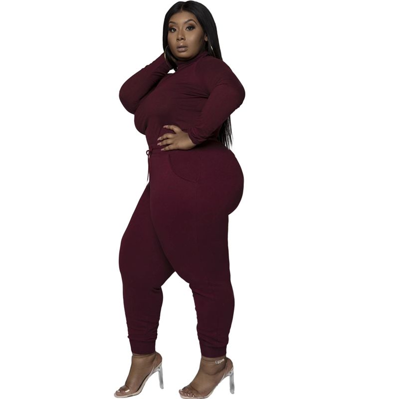 Winter Two Piece Outfits For Women Turtleneck Long Sleeve Top And Pants Sets