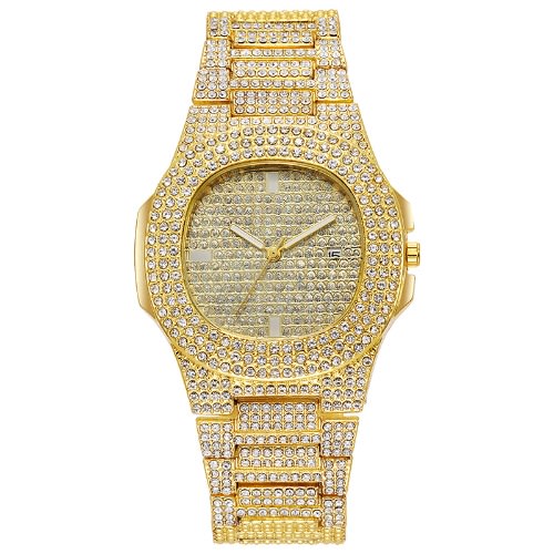 Rhinestone Stainless Steel Watch- Gold
