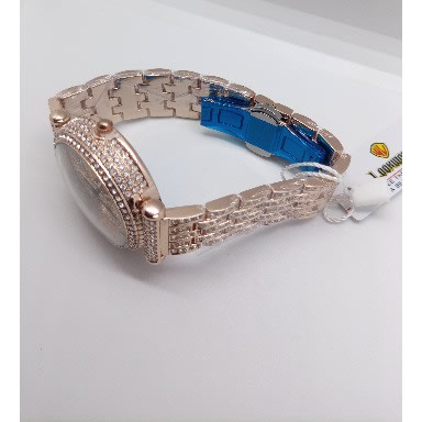 Forecast Rotatable Ice Out Rhinestone Round Unisex Watch- Rose Gold