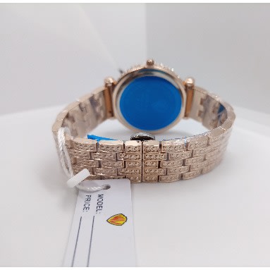 Forecast Rotatable Ice Out Rhinestone Round Unisex Watch- Rose Gold