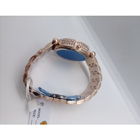 Forecast Rotatable Ice Out Rhinestone Round Unisex Watch- Rose Gold