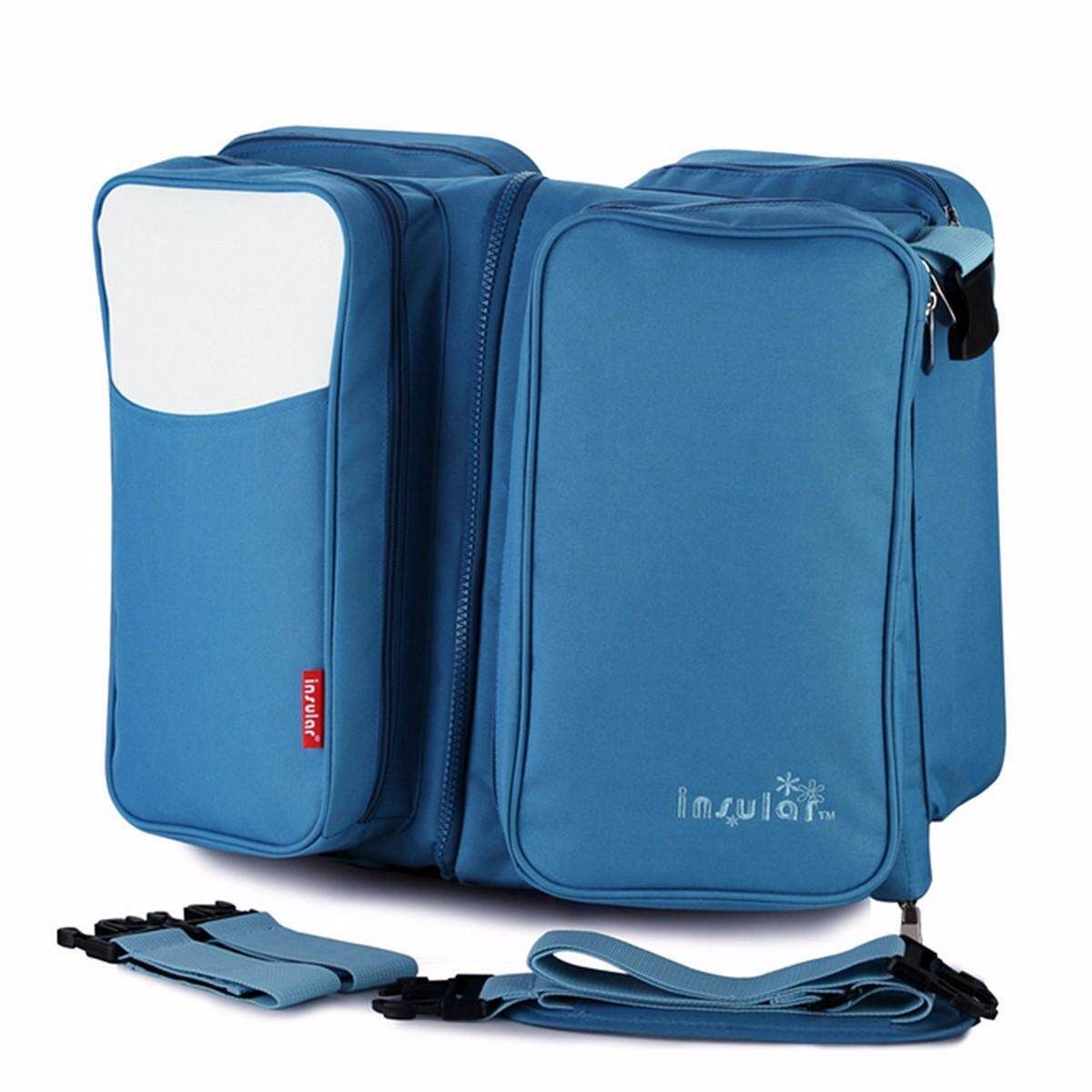 Foldable 2 In1 Crib Bassinet Portable Nursery Bed Travel Baby Infant Diaper Bag Borg Blue