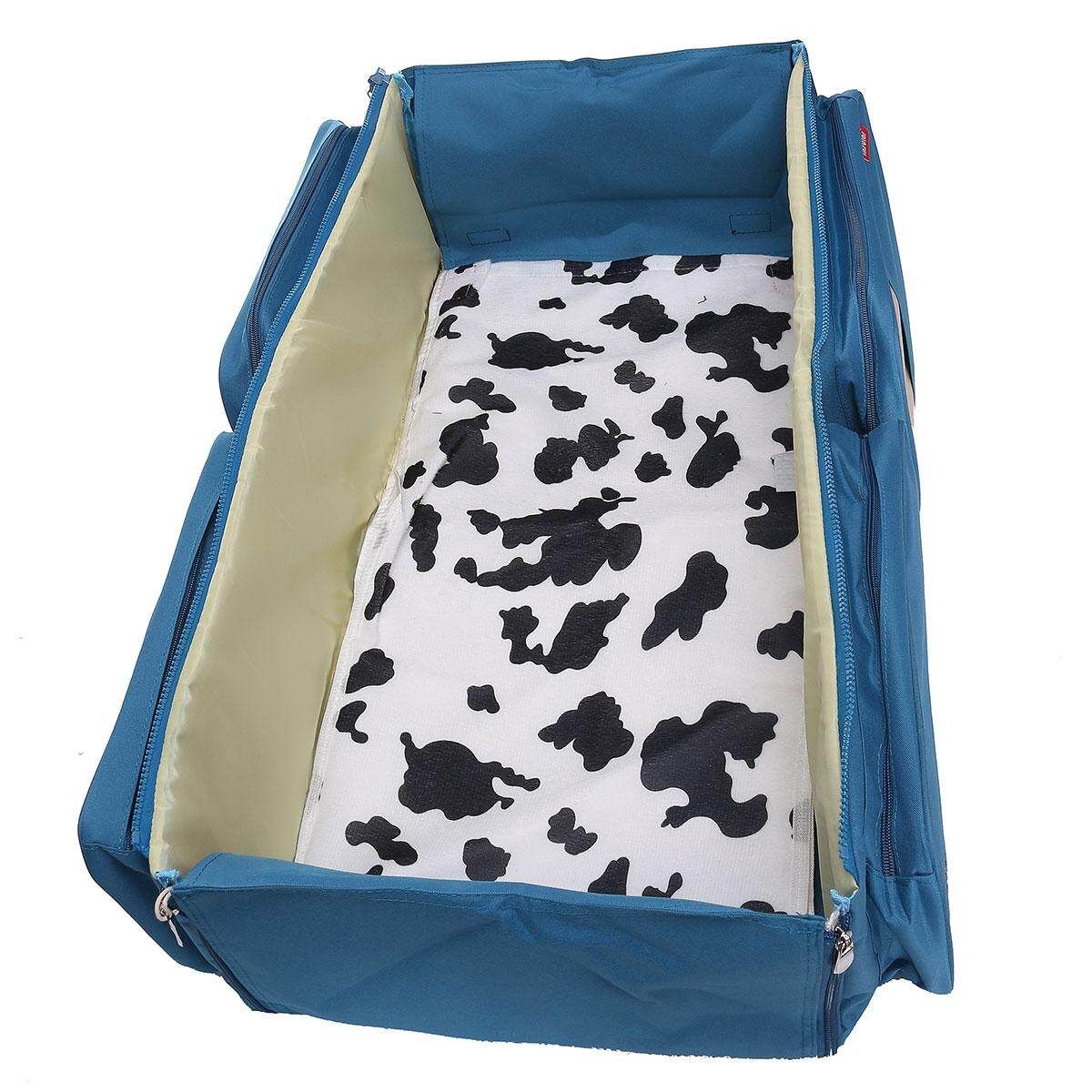 Foldable 2 In1 Crib Bassinet Portable Nursery Bed Travel Baby Infant Diaper Bag Borg Blue