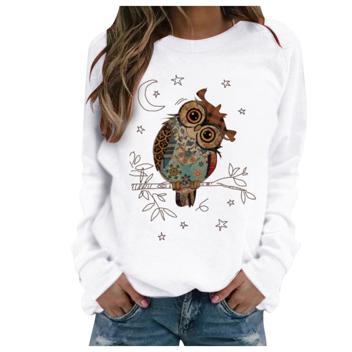 Women's Print Long-sleeved Sweatshirt Blouse Pullover