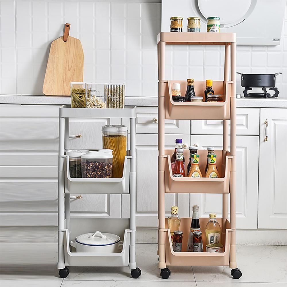 Storage Trolley Rolling Cart Kitchen Tier Wheel Storage Rack Organizer 3 Layers Storage Shelf Rack
