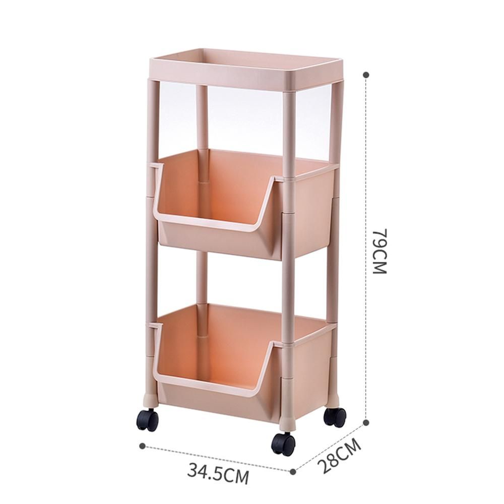 Storage Trolley Rolling Cart Kitchen Tier Wheel Storage Rack Organizer 3 Layers Storage Shelf Rack