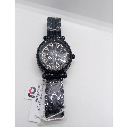 Rotatable Ice Out Rhinestone Round Unisex Watch- Black